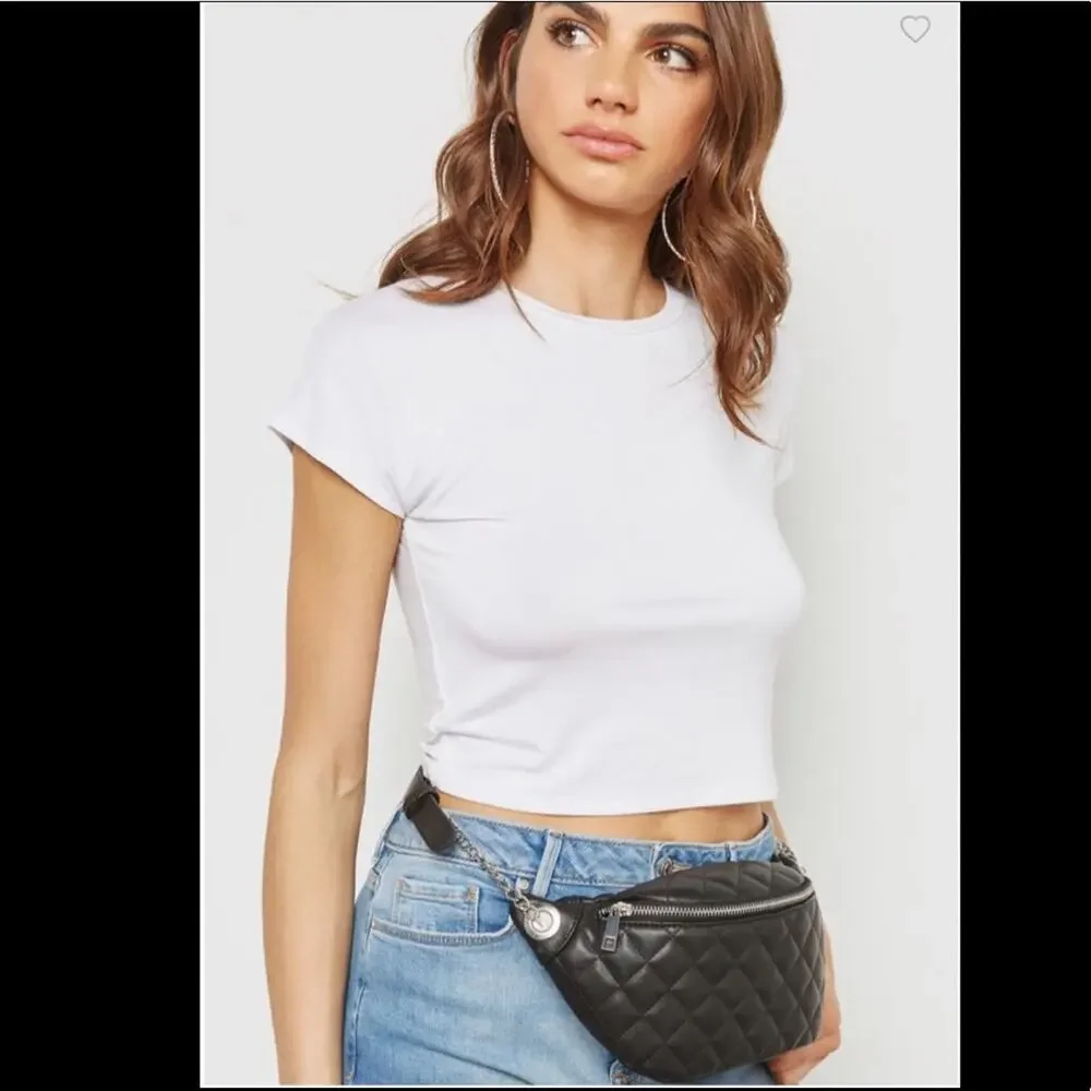 Forever 21 Women's White Quilted Belt Bag
